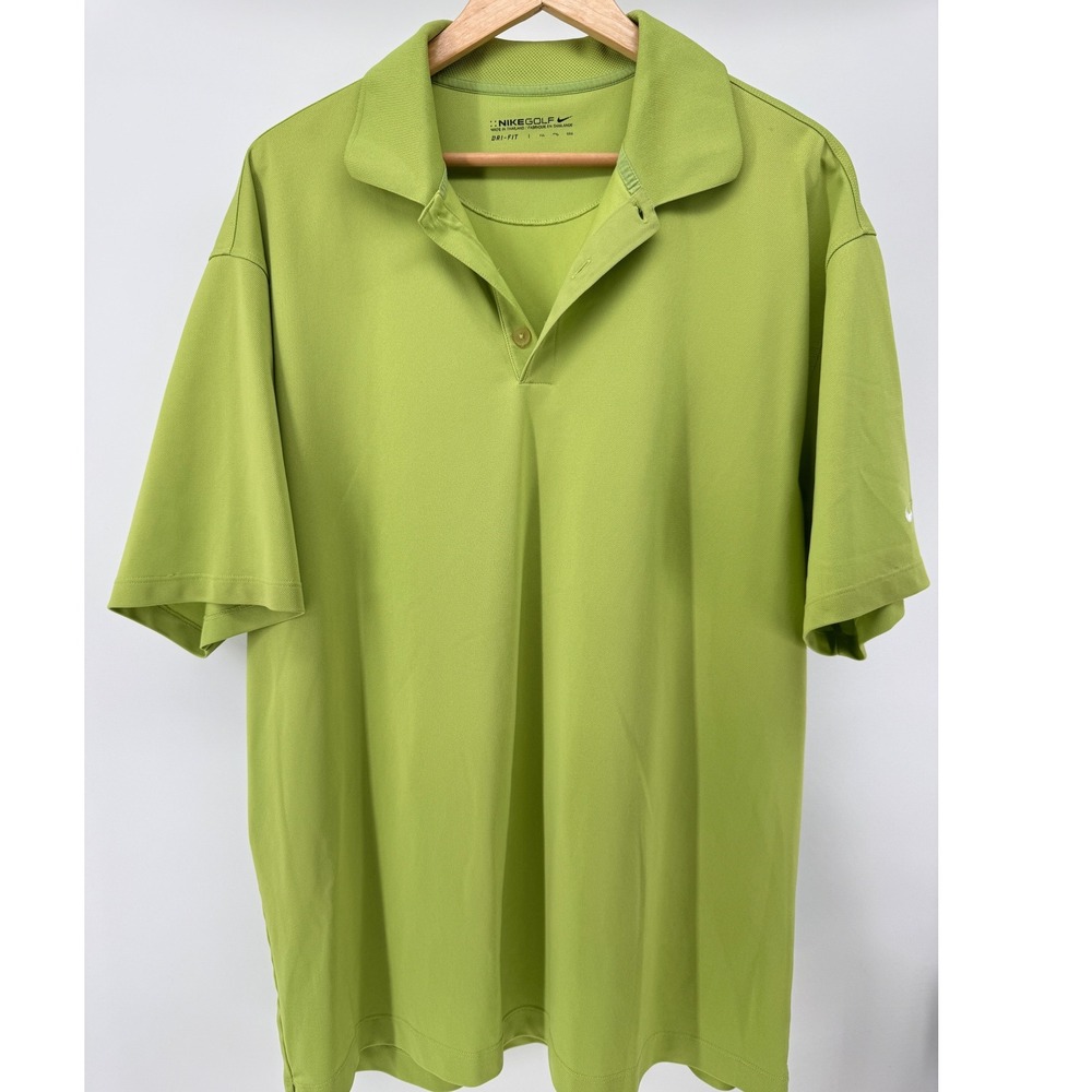 Nike Golf Polo Shirt Mens XL Lime Green Good Dri-FIT Short Sleeve Sporty